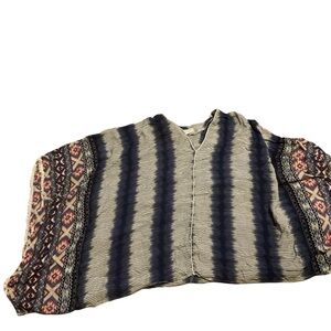 Freeway Aztec striped southwestern cowboy festival poncho